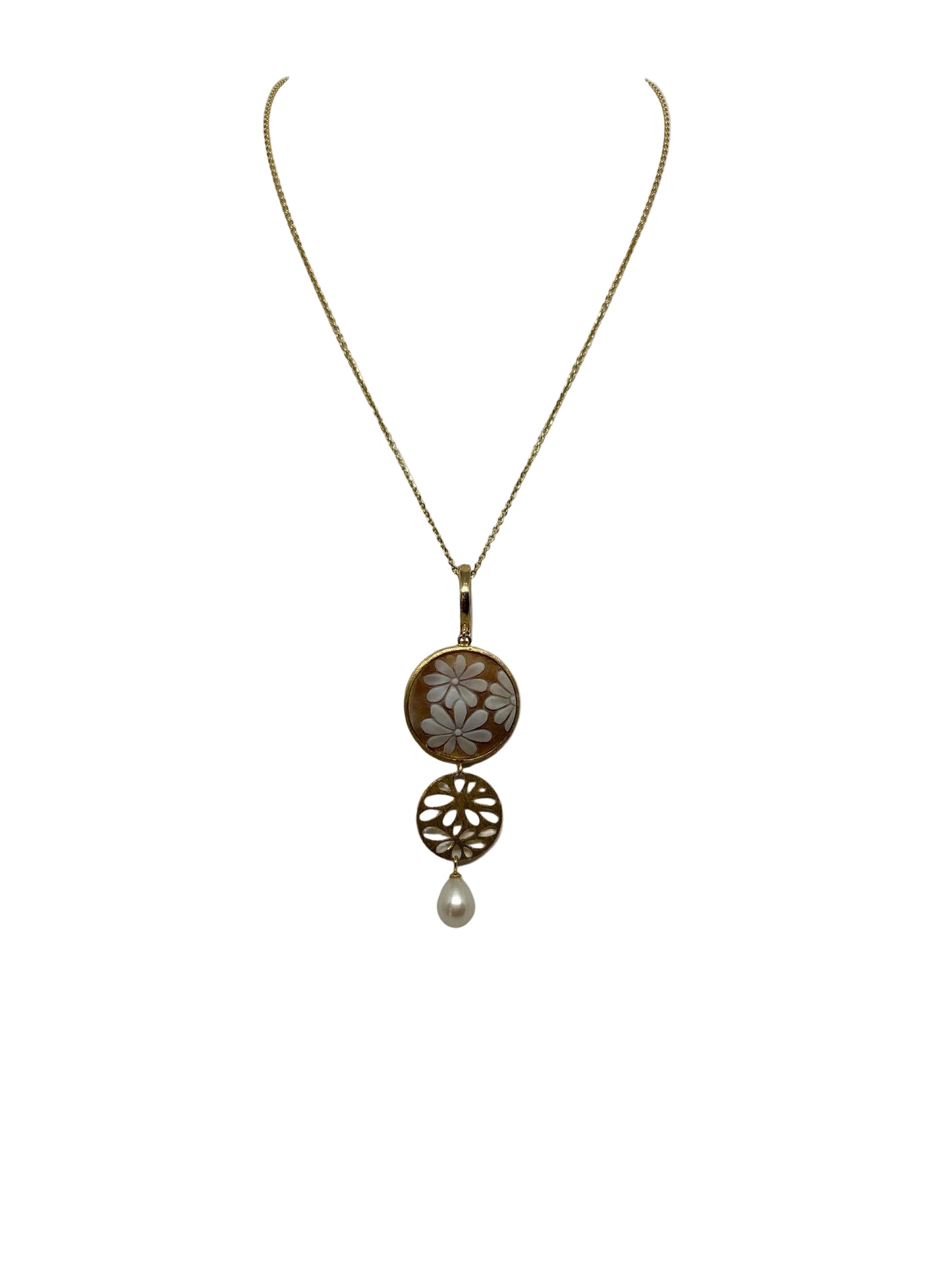 Pendente in Cammeo incisione "Fiori"