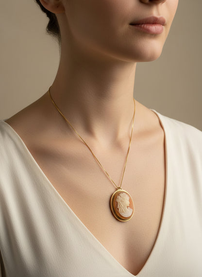 Spilla Pendente in Cammeo incisione "Profilo di Donna"