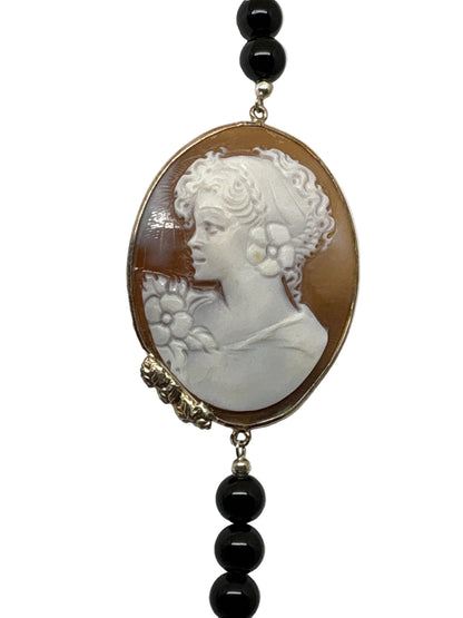 Collana in Agata e Cammeo incisione "Profilo di Donna"