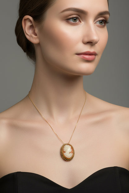 Spilla Pendente in Cammeo incisione "Profilo di Donna"