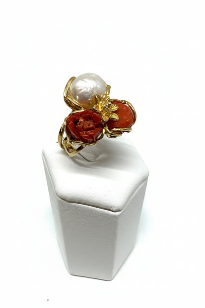 Anello in Corallo e Perla
