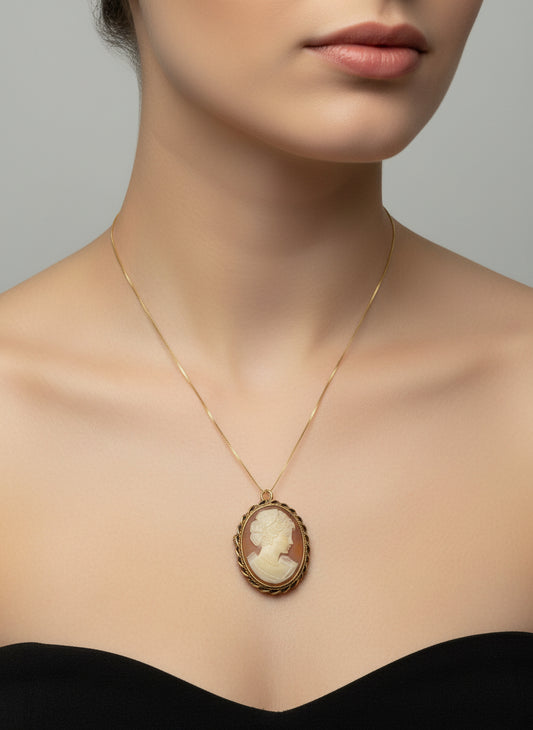 Spilla Pendente in Cammeo incisione "Profilo di Donna"