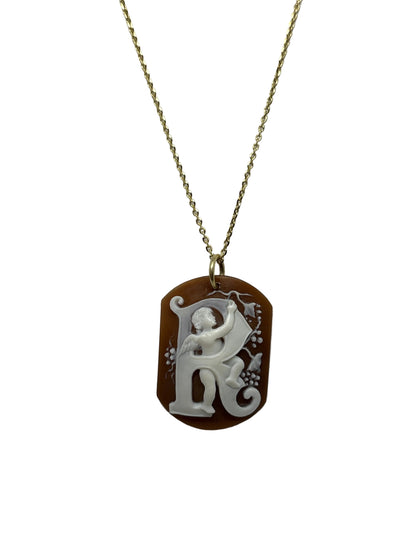 Pendente in Cammeo incisione "Lettera R"