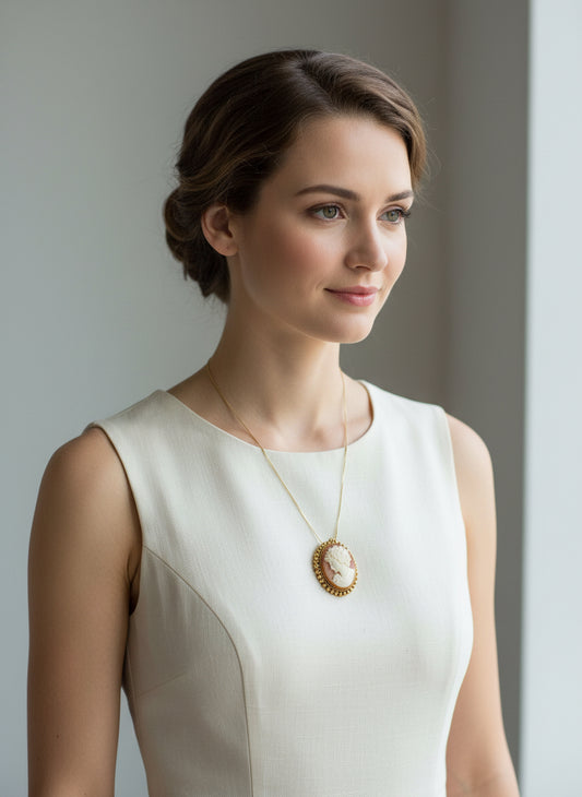 Spilla Pendente in Cammeo incisione "Profilo di Donna"