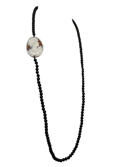 Collana in Agata e Cammeo incisione "Profilo di Donna"