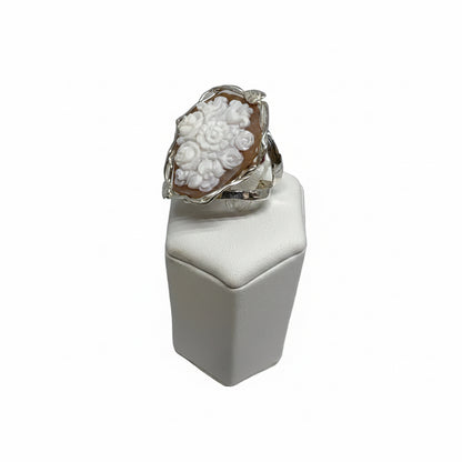 Anello in Cammeo Artistico incisione Fiori