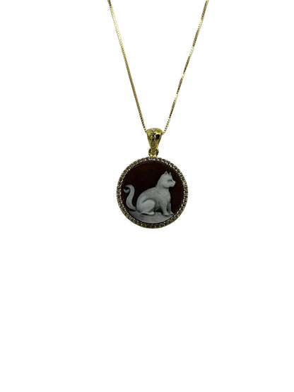 Collana in Cammeo incisione "Gatto"