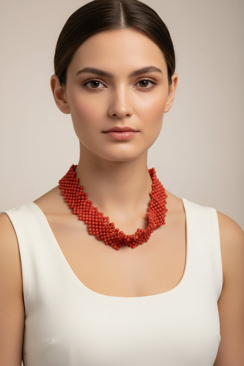Collana in Corallo Tessito