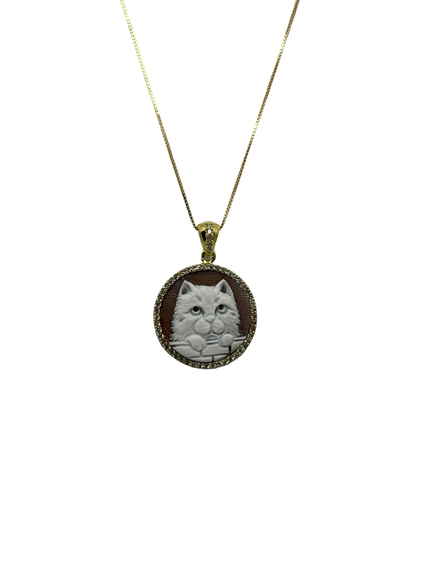 Collana in Cammeo incisione "Gatto"
