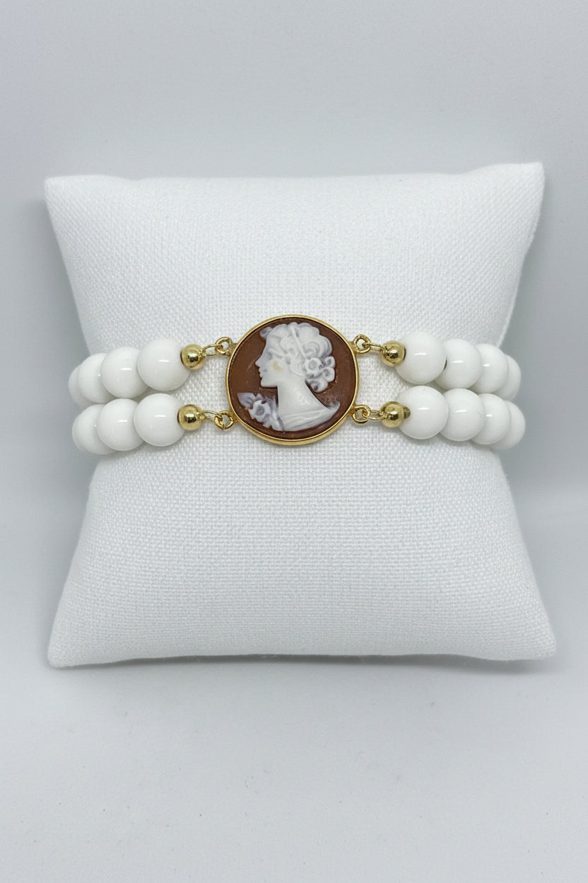 Bracciale in Cammeo e Agata incisione Volto di Donna