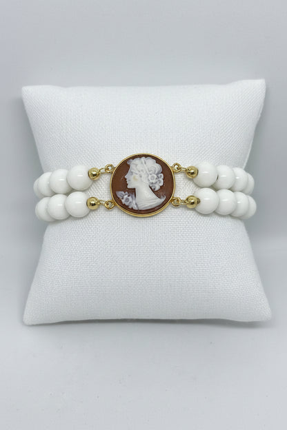 Bracciale in Cammeo e Agata incisione Volto di Donna