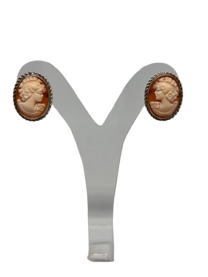 Orecchini in Cammeo incisione Profilo di Donna