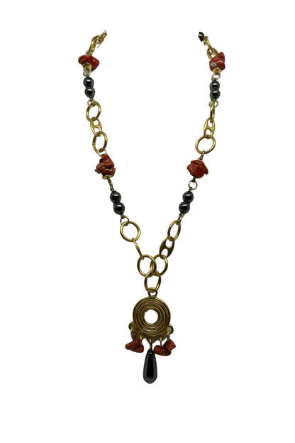 Collana in Corallo e Malachite