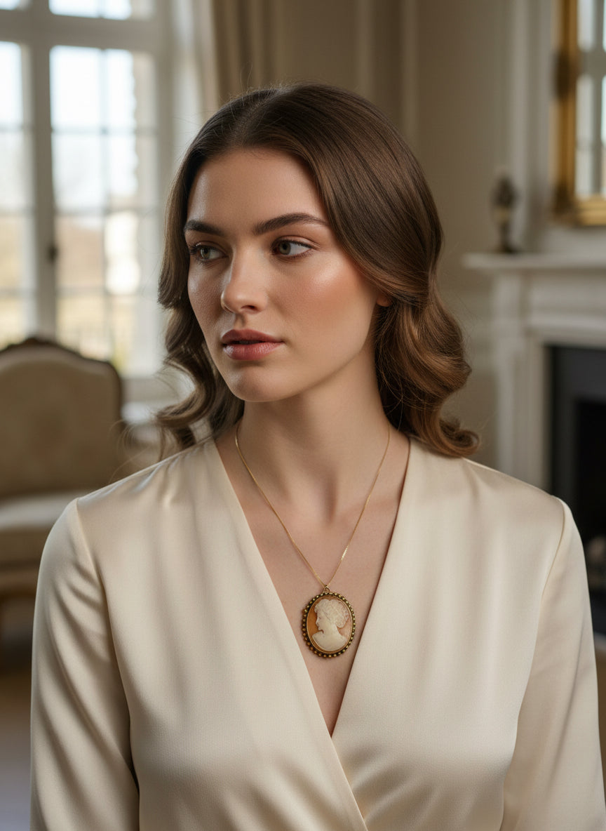 Spilla Pendente in Cammeo incisione "Profilo di Donna"