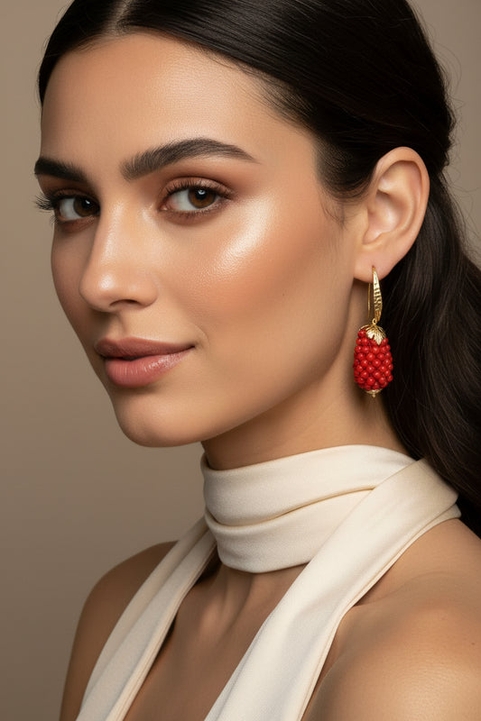 Orecchini in Corallo Tessito