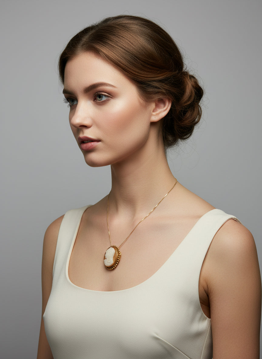 Spilla Pendente in Cammeo incisione "Profilo di Donna"