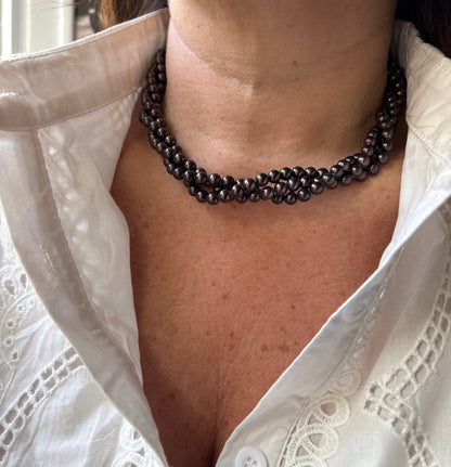 Collana in Torchon di Perle Nere