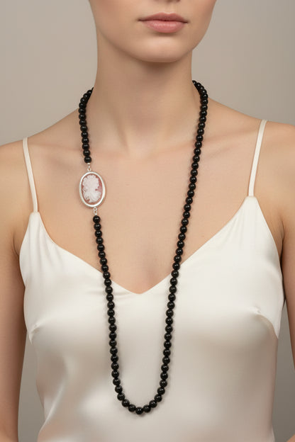 Collana in Agata e Cammeo incisione "Fiore"