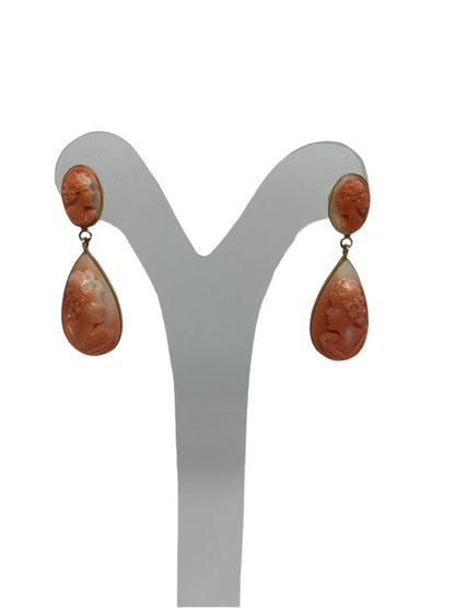 Orecchini in Cammeo Corallo e Oro