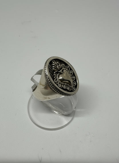 Anello in Argento Incisione "Cuore Sacro"