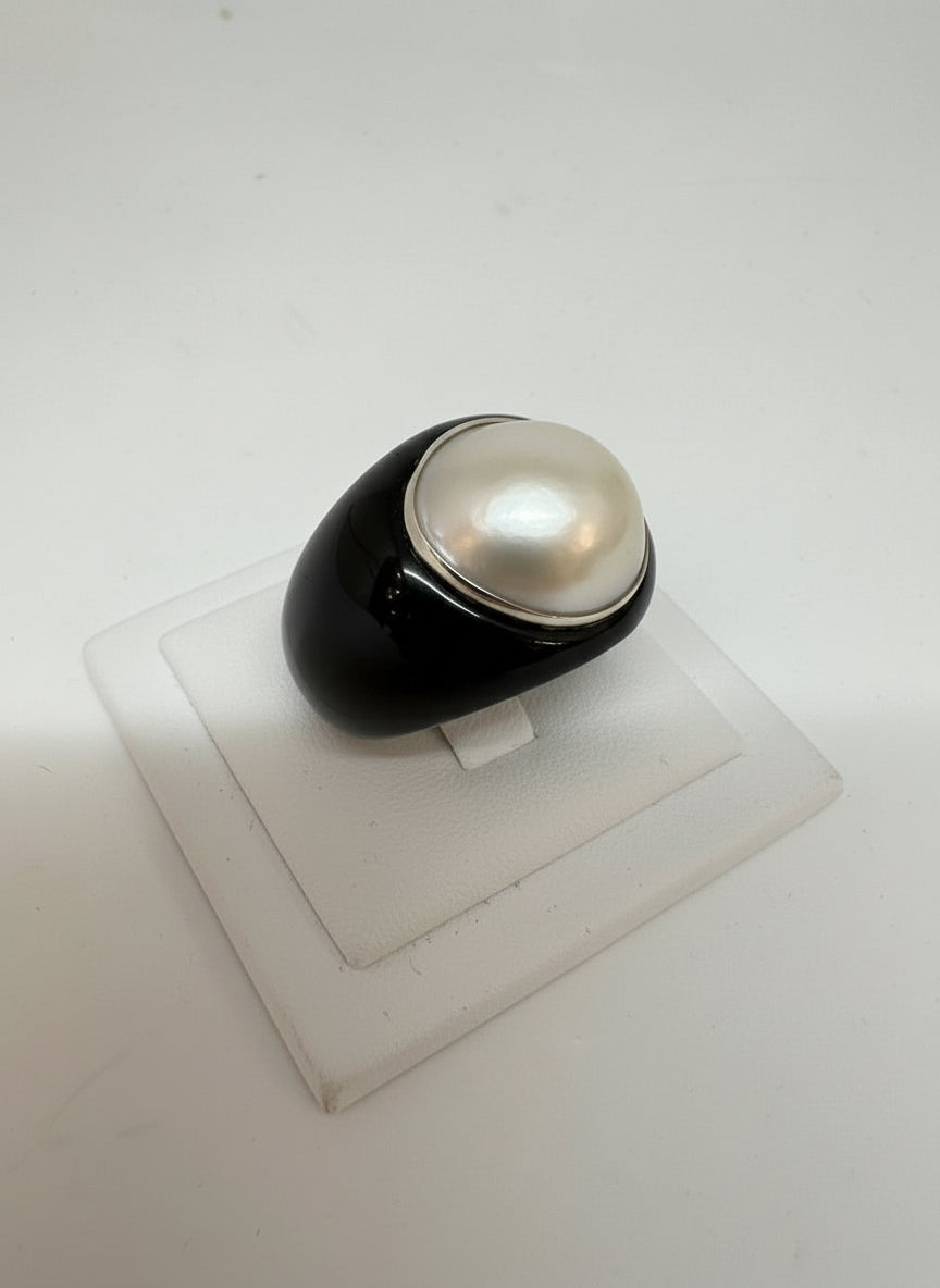 Anello in Agata e Perla