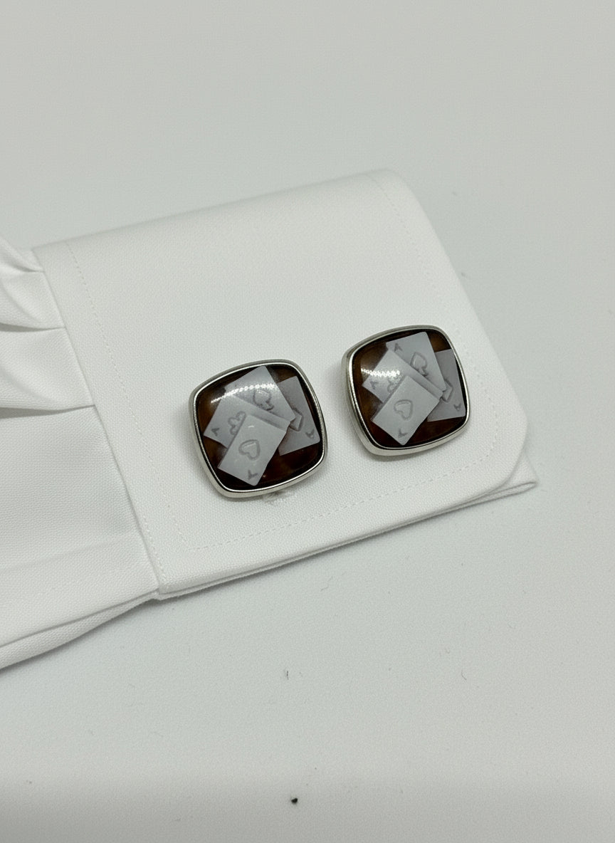 Gemelli in Cammeo  "Cameo Italiano Carte Poker"