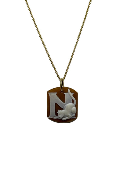 Pendente in Cammeo incisione "Lettera N"