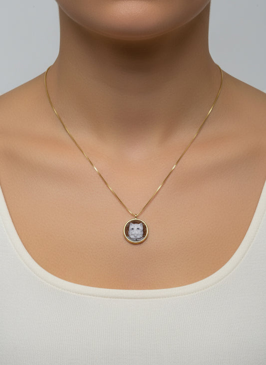 Collana in Cammeo incisione "Gatto"