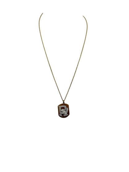 Pendente in Cammeo incisione "Lettera R"
