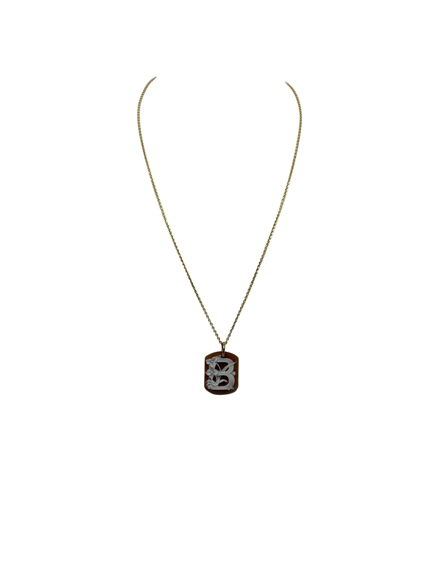 Pendente in Cammeo incisione "Lettera B"