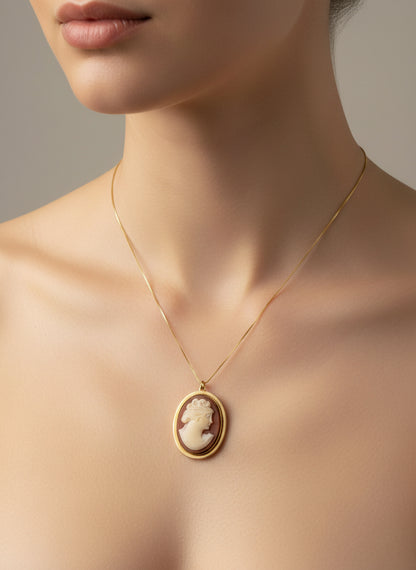 Spilla Pendente in Cammeo incisione "Profilo di Donna"