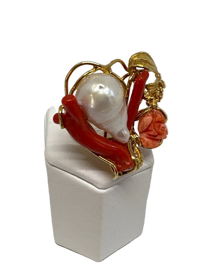 Anello in Corallo e Perla