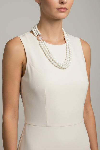 Collana in Cammeo e Agata incisione Fiore