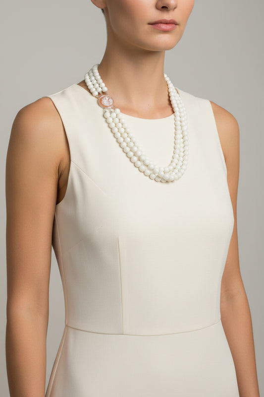 Collana in Cammeo e Agata incisione Fiore