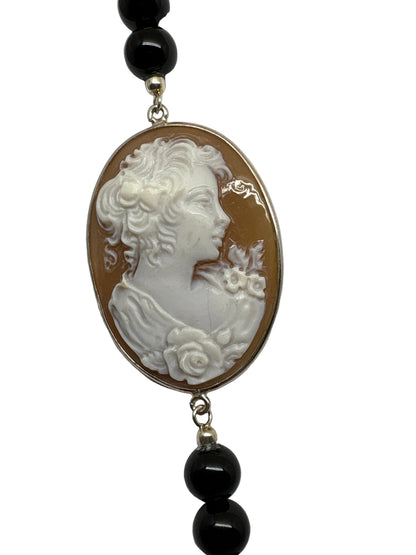 Collana in Agata e Cammeo incisione "Profilo di Donna"