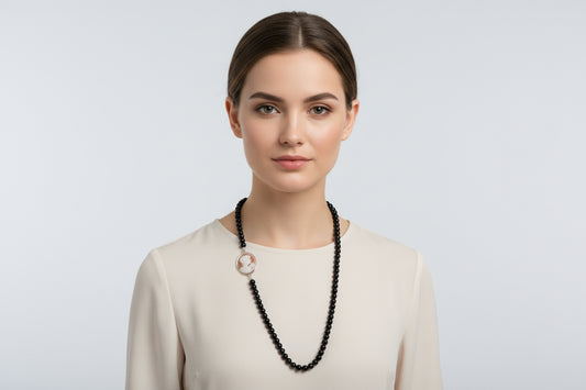 Collana in Agata e Cammeo incisione "Profilo di Donna"