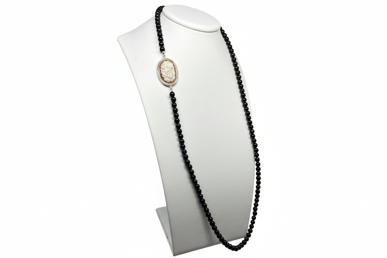 Collana in Agata e Cammeo incisione "Fiori"