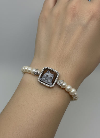 Bracciale in Cammeo incisione "Gatto"