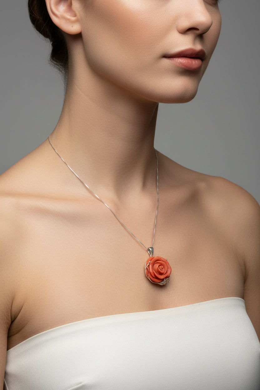 Pendente Rosa in Corallo