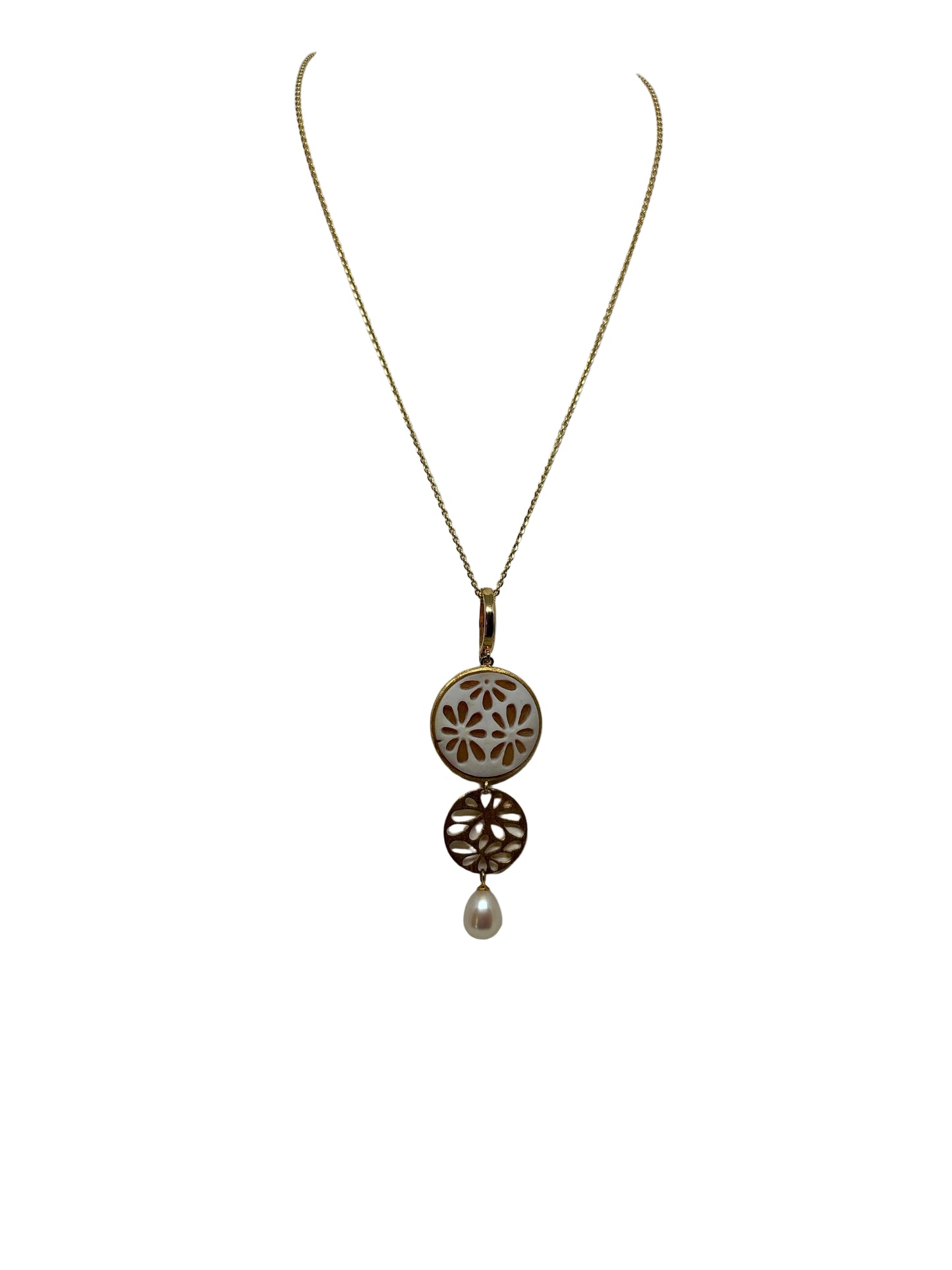 Pendente in Cammeo incisione "Inversa Fiori"