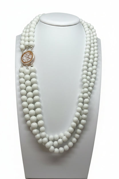 Collana in Cammeo e Agata incisione Fiore