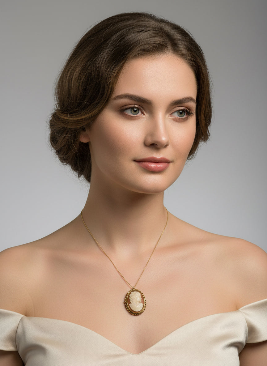 Spilla Pendente in Cammeo incisione "Profilo di Donna"