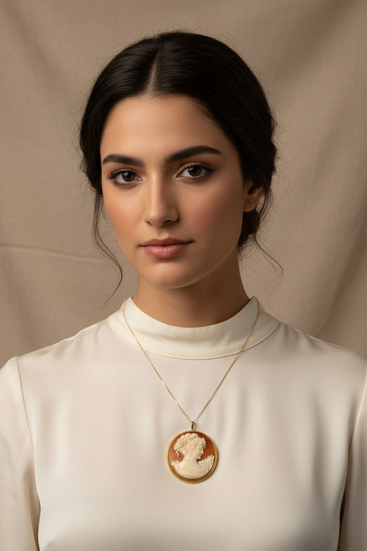 Spilla Pendente in Cammeo incisione Volto di Donna