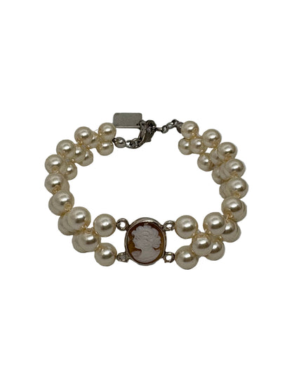 Bracciale in Perle e Cammeo incisione "Profilo di Donna"