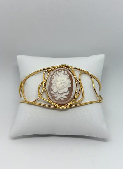 Bracciale in Cammeo Schiava incisione "Fiori"
