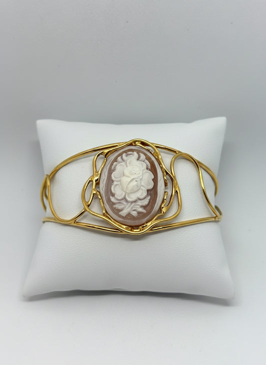 Bracciale in Cammeo Schiava incisione "Fiori"