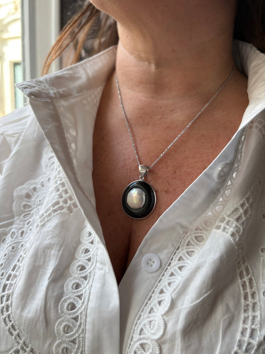 Pendente in Agata e Perla