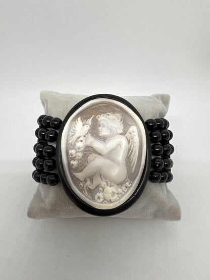 Bracciale in Ebano-Agata e Cammeo incisione "Putto"