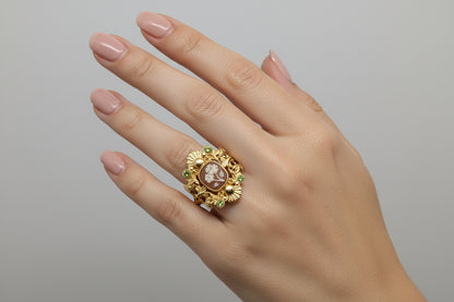 Anello in Cammeo incisione Fiori
