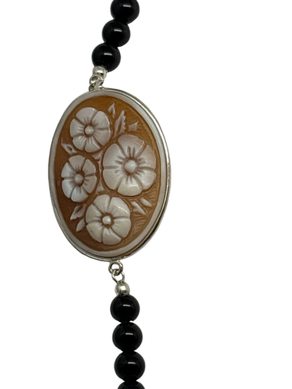 Collana in Agata e Cammeo incisione "Fiori"